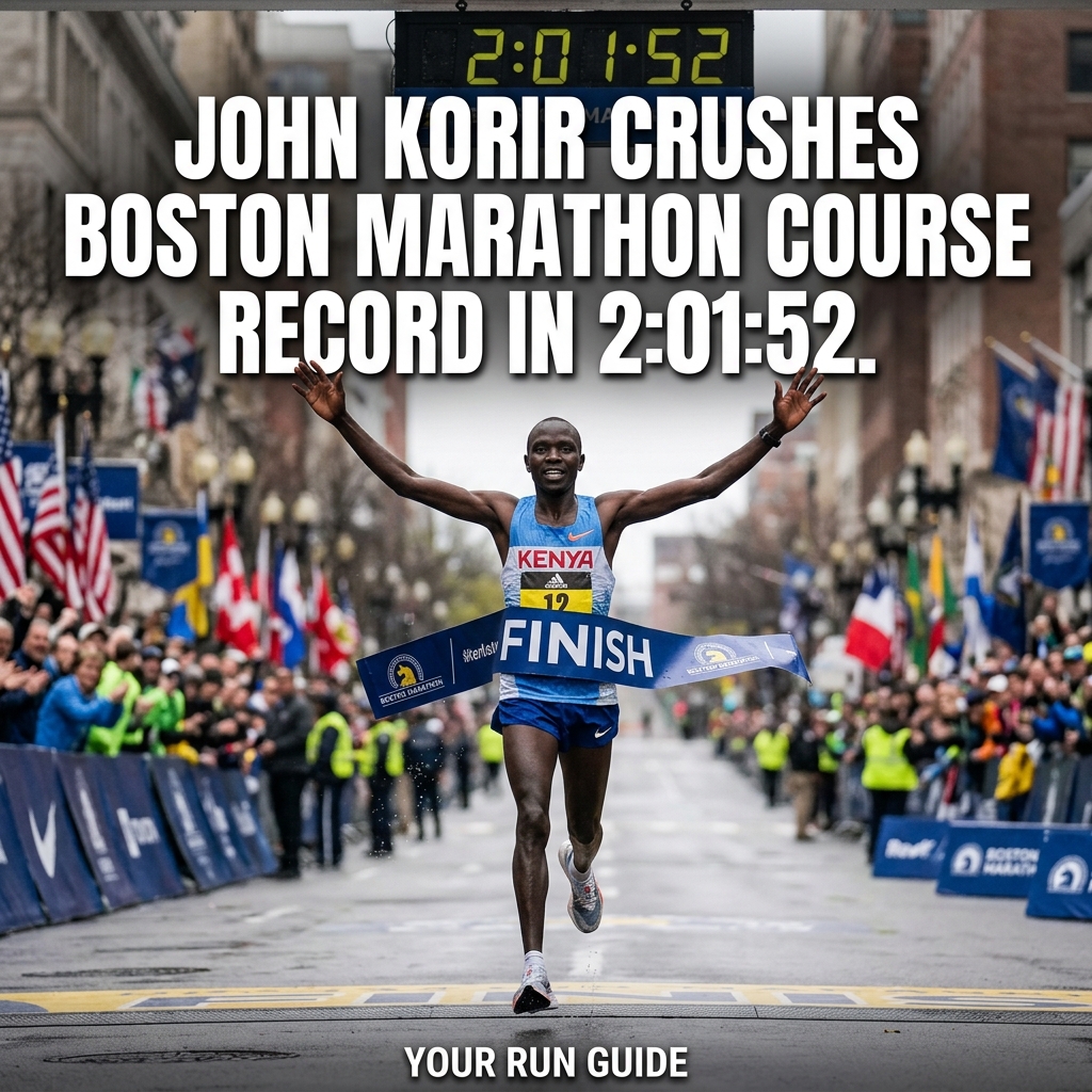 John Korir winning the 2026 Boston Marathon