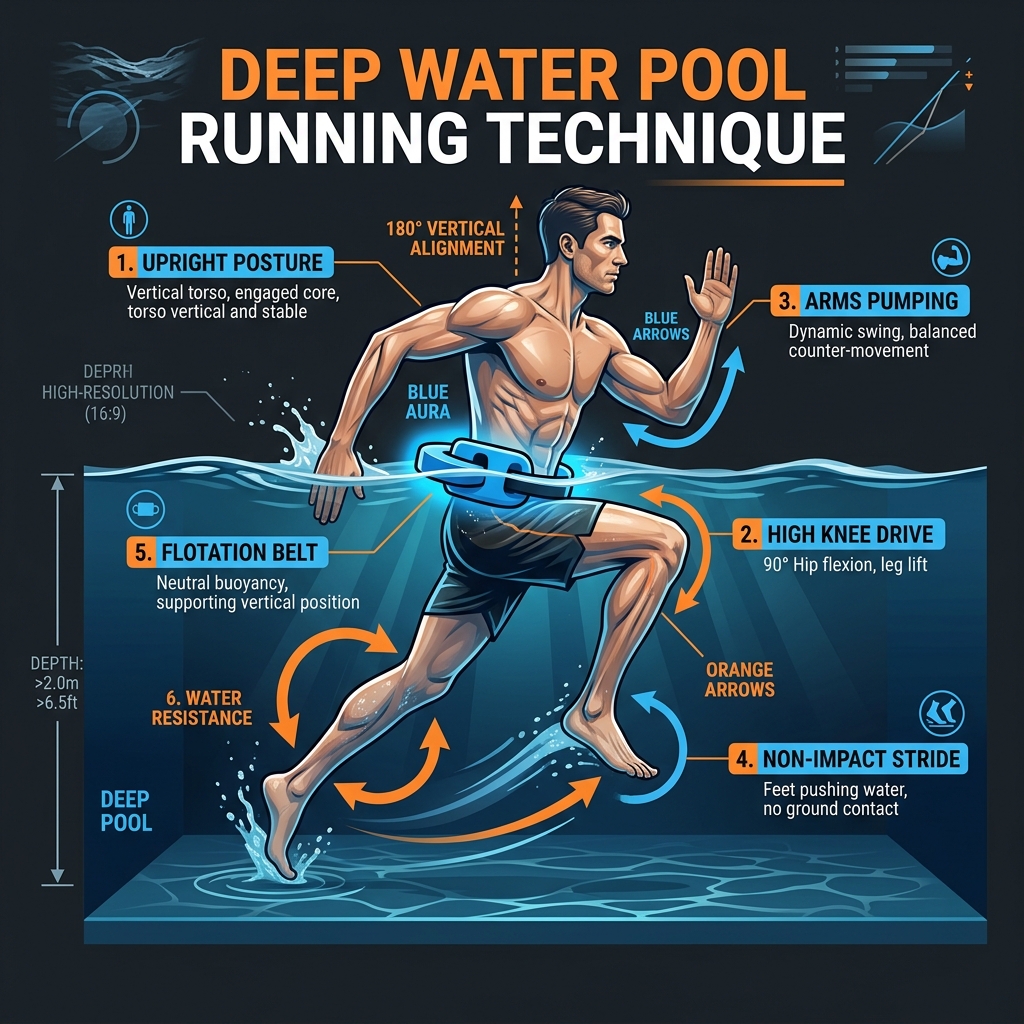 Deep Water Pool Running Technique Diagram