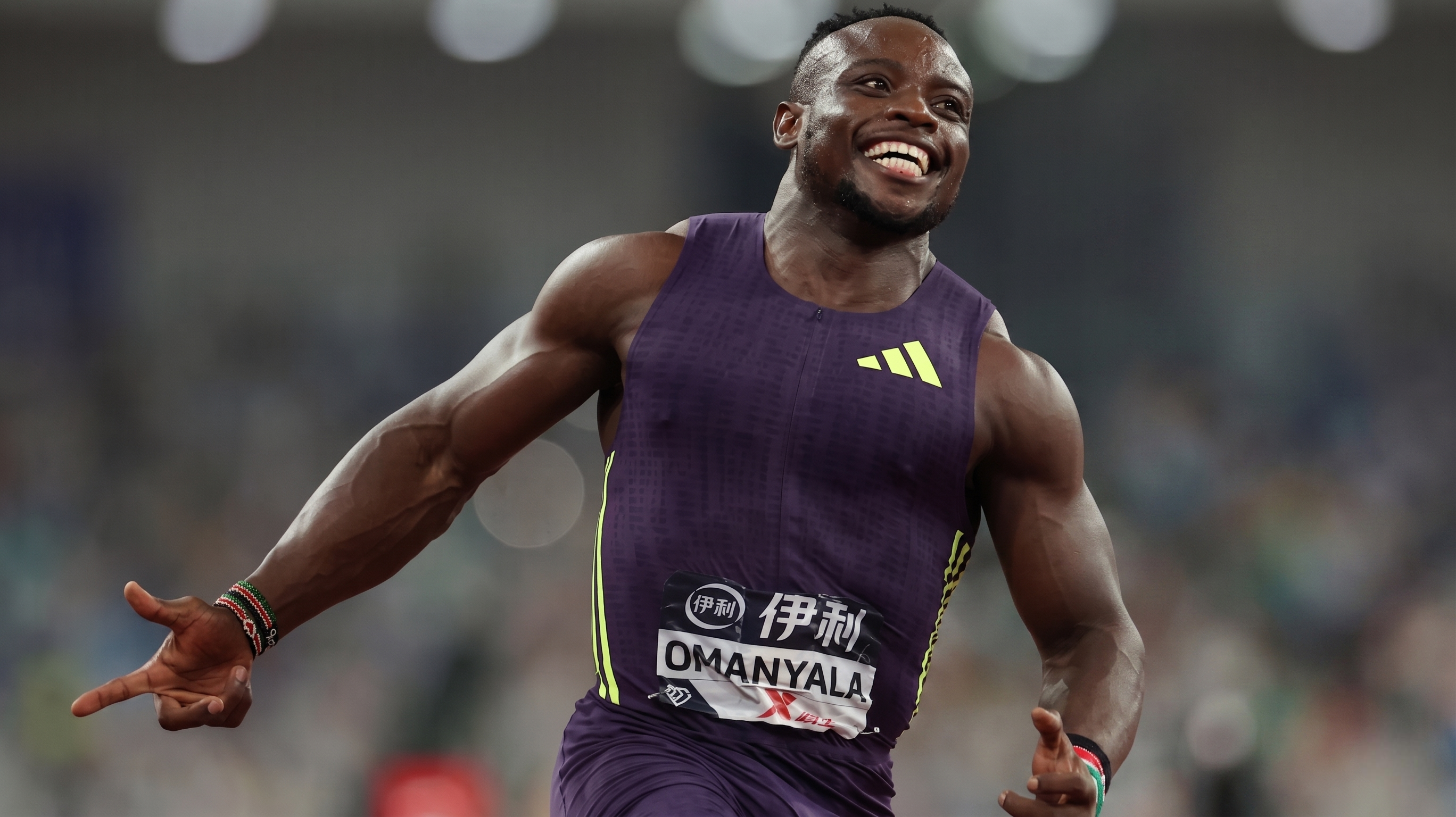 Ferdinand Omanyala winning the men's 100m at the 2026 Xiamen Diamond League