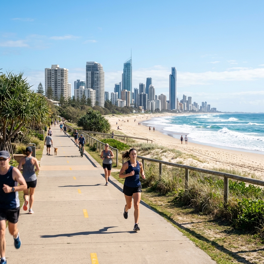 A scenic runner's view on the Gold Coast Oceanway near Miami Beach