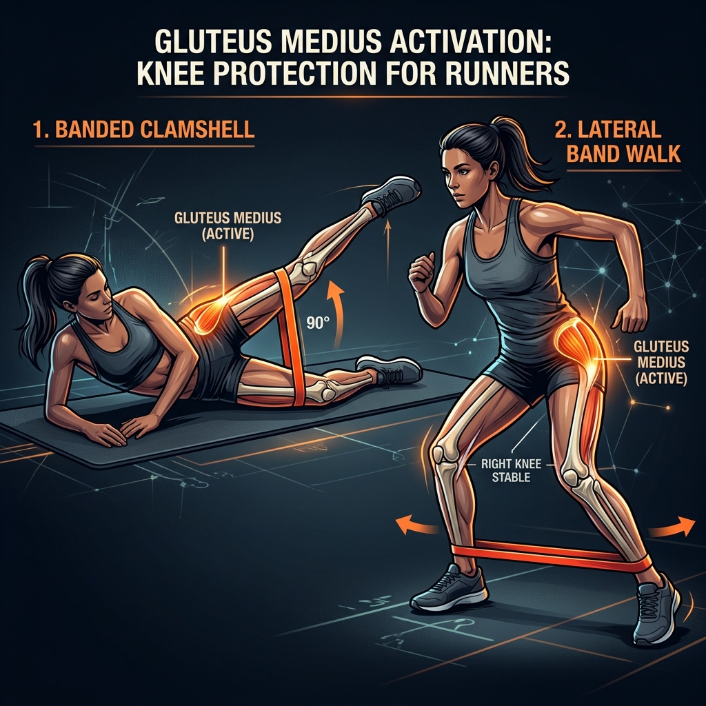 Gluteus Medius Activation and Knee Protection Diagram