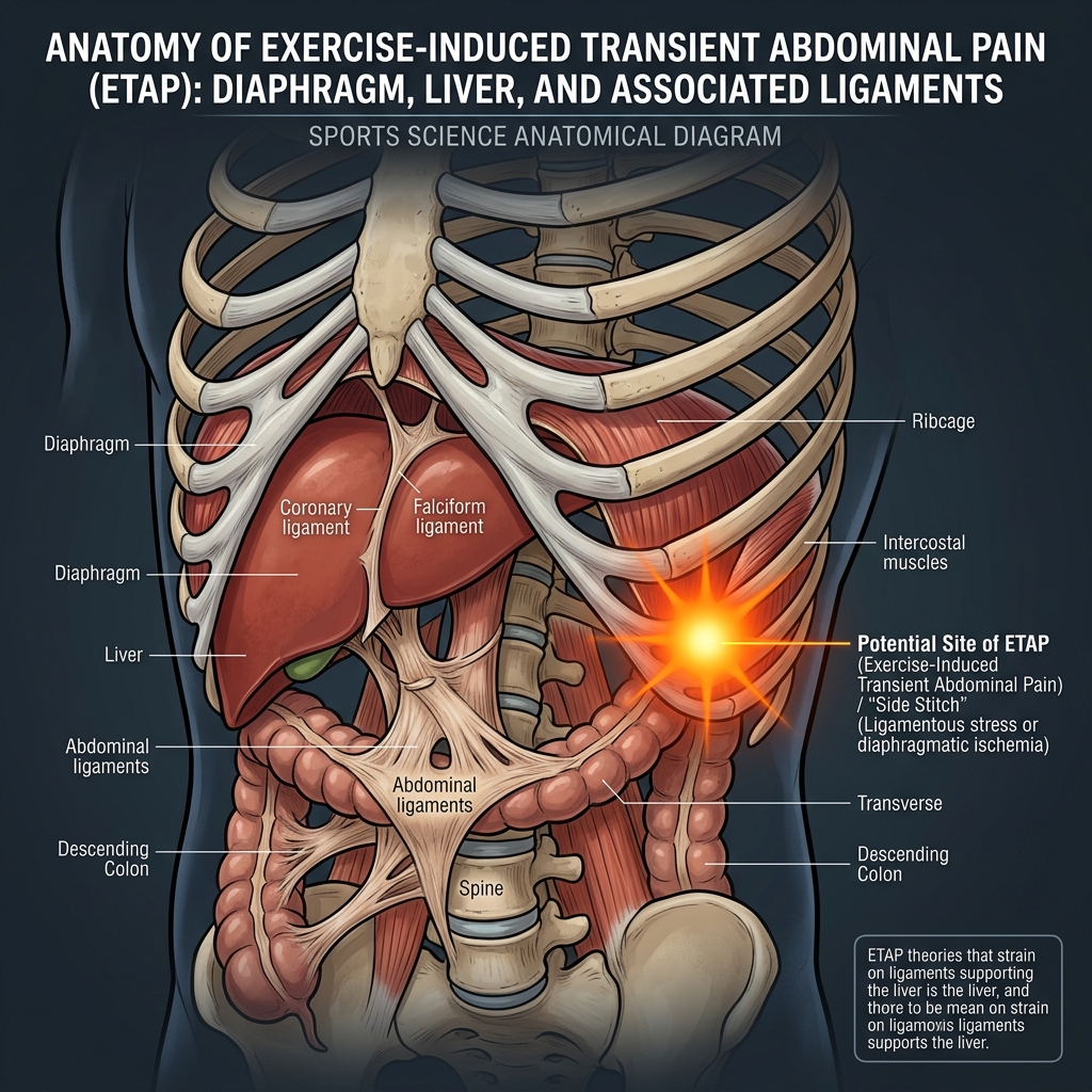 Anatomy of ETAP Side Stitch Diaphragm and Ligaments Diagram