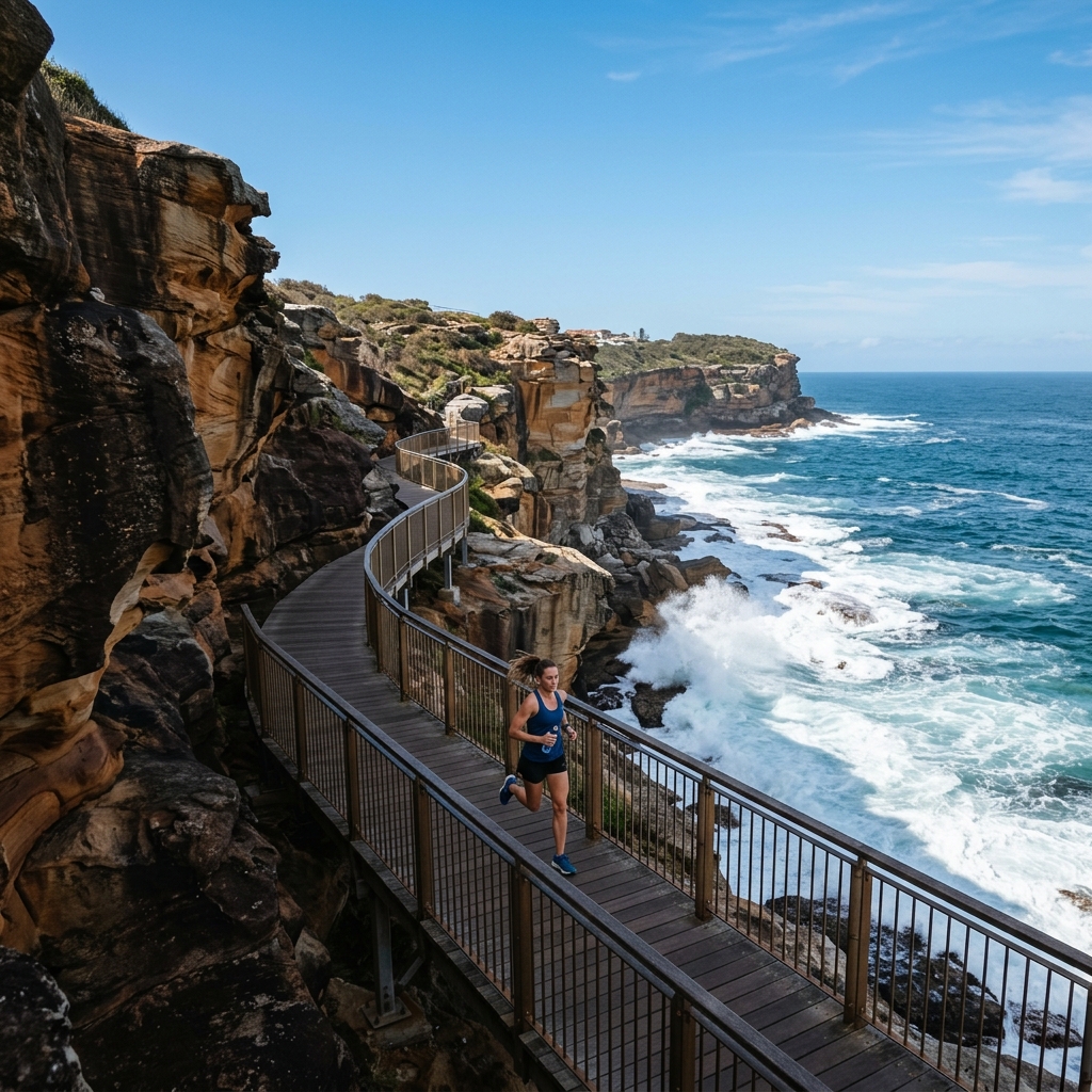 Runner on the Bondi to Coogee coastal path