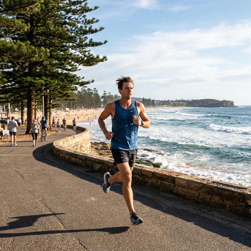 Runner on Manly Beach promenade