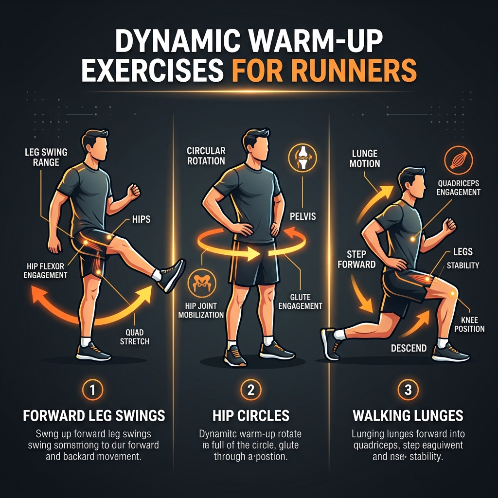 Dynamic Warm-Up Exercises for Runners Diagram