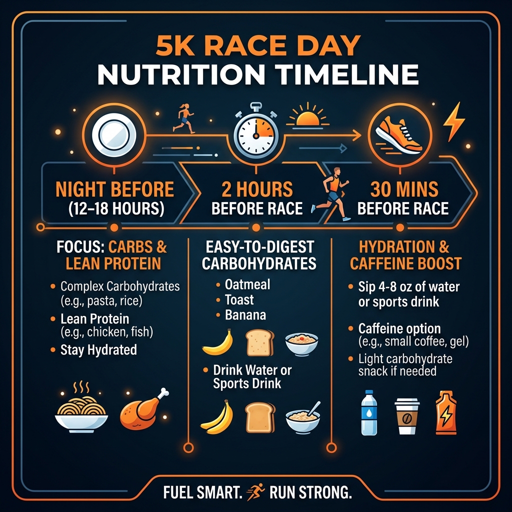 5K Race Day Nutrition Timeline Infographic